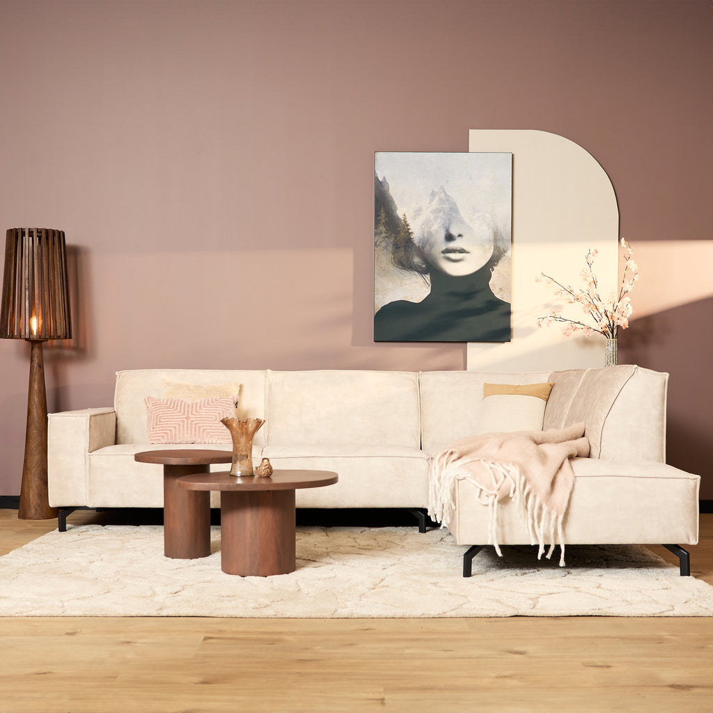 Ecksofa Famous&Glamor Beige 285x210x82 cm – MeinLieblingsplatz Sofa mit Recamiere rechts, Luxus & Komfort