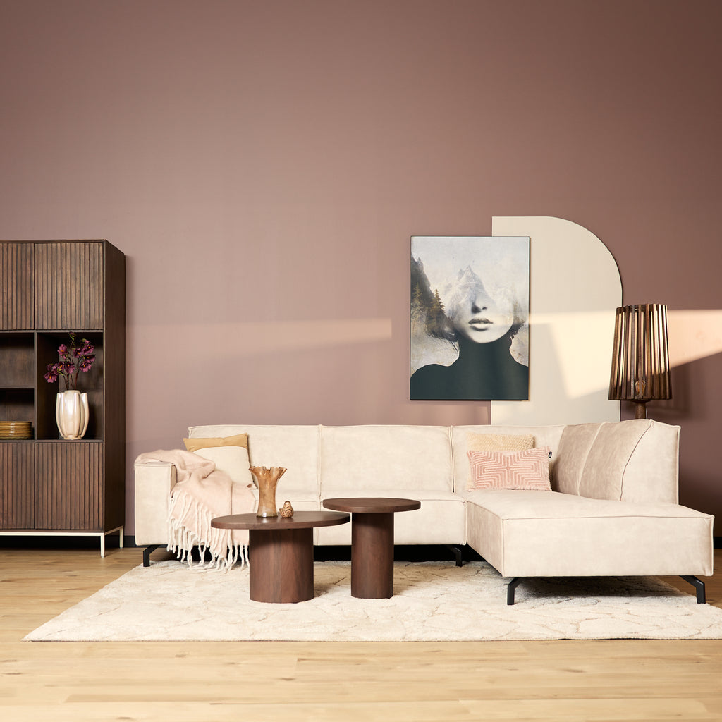 Ecksofa Famous&Glamor Beige 285x210x82 cm – MeinLieblingsplatz Sofa mit Recamiere rechts, Luxus & Komfort