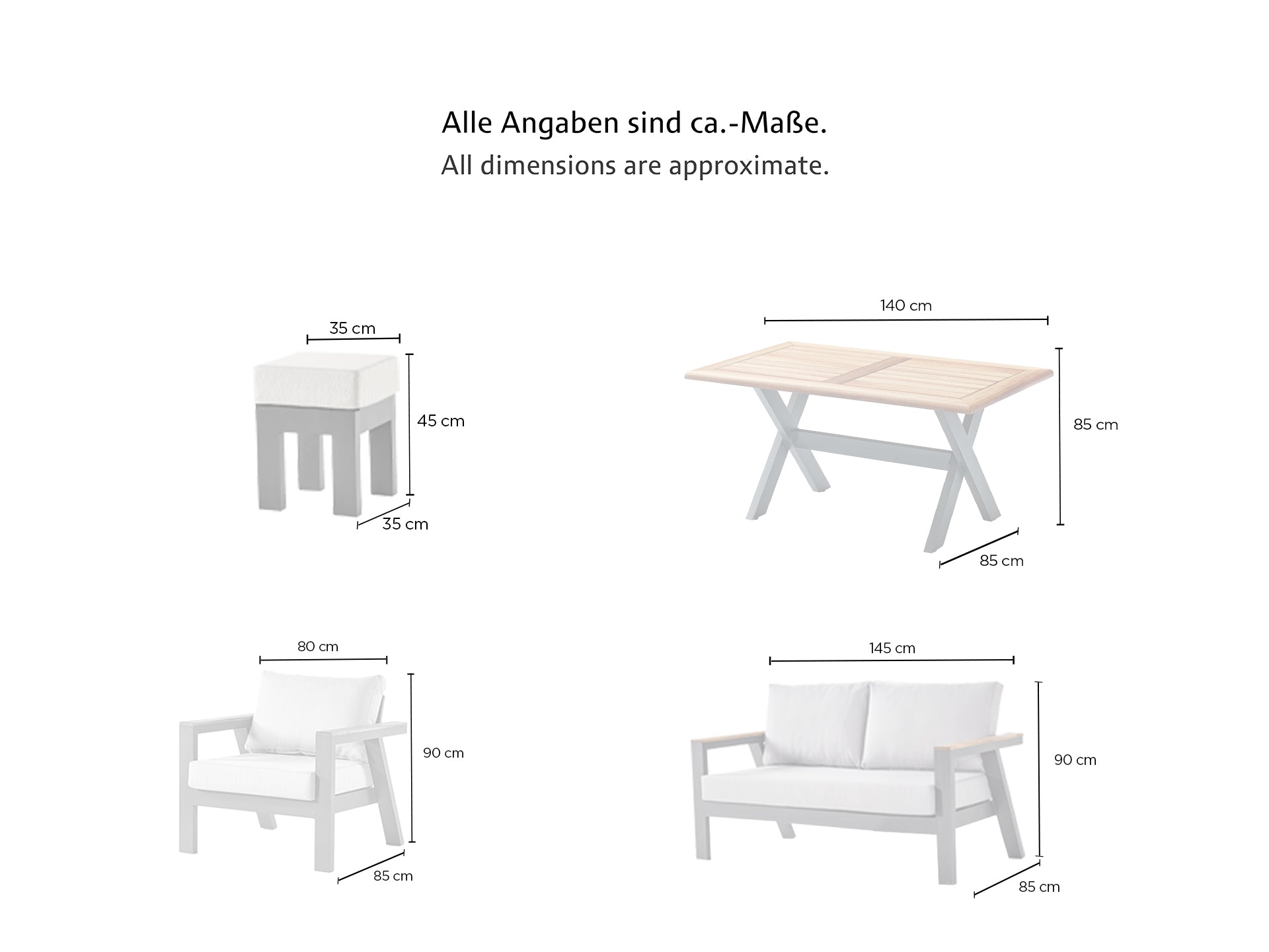 Milas Gartenmöbel Set 6-Teilig