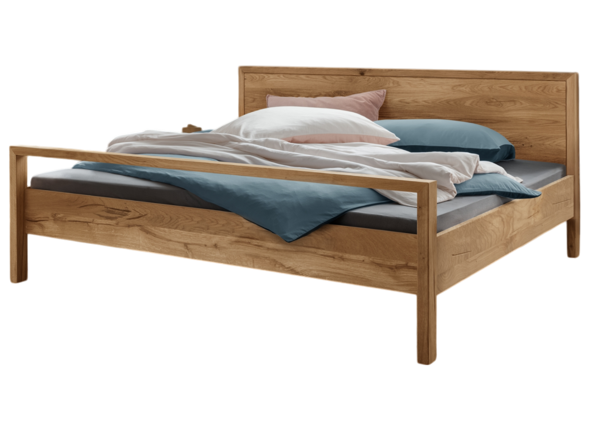 Bett Woody Eiche massiv mit Holzkopfteil 160x200 cm