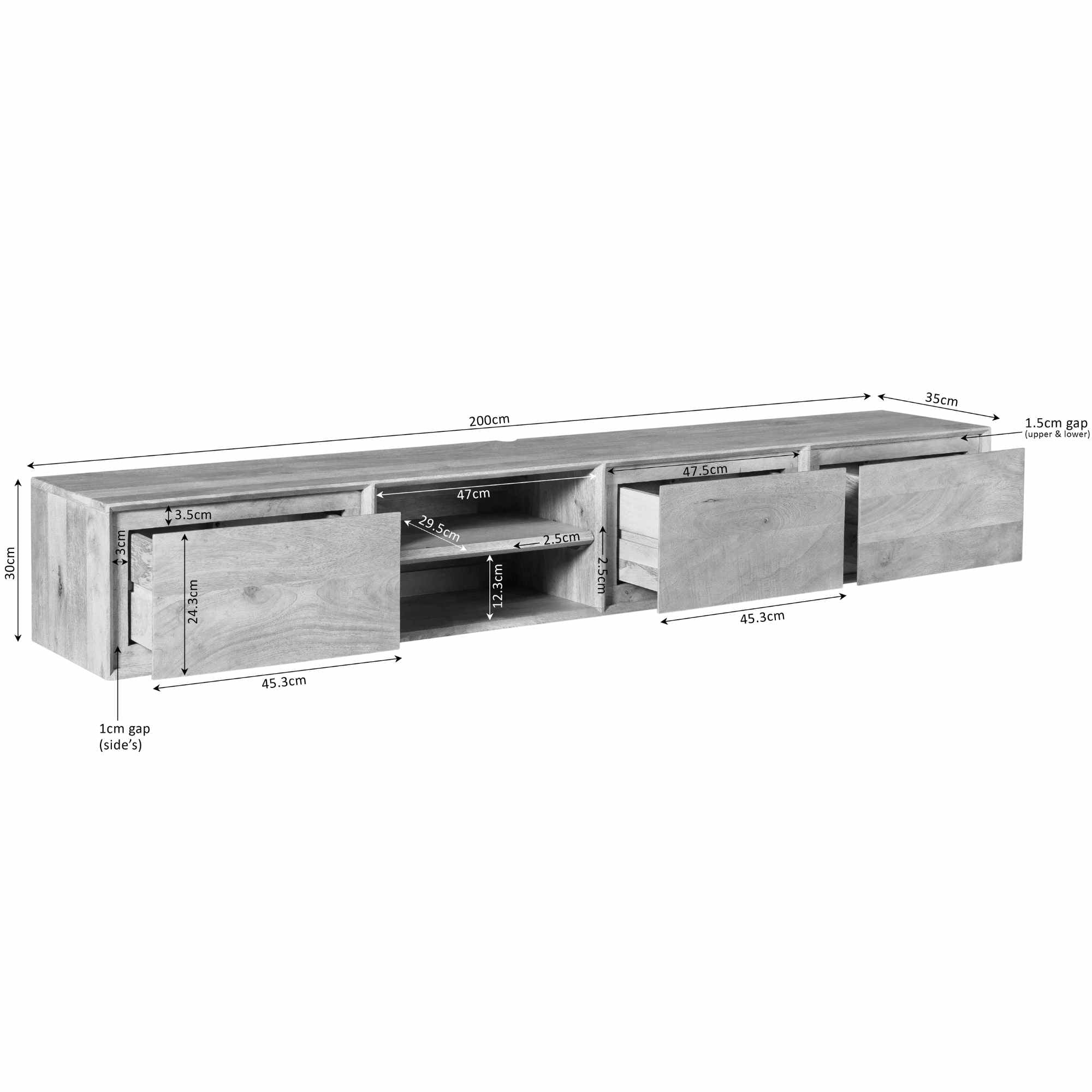 Schwebendes TV-Möbel Ambiance Taupe | 200 cm