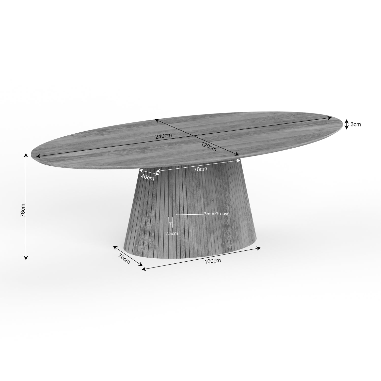 Esstisch Sole | 240 cm | Natur | Oval