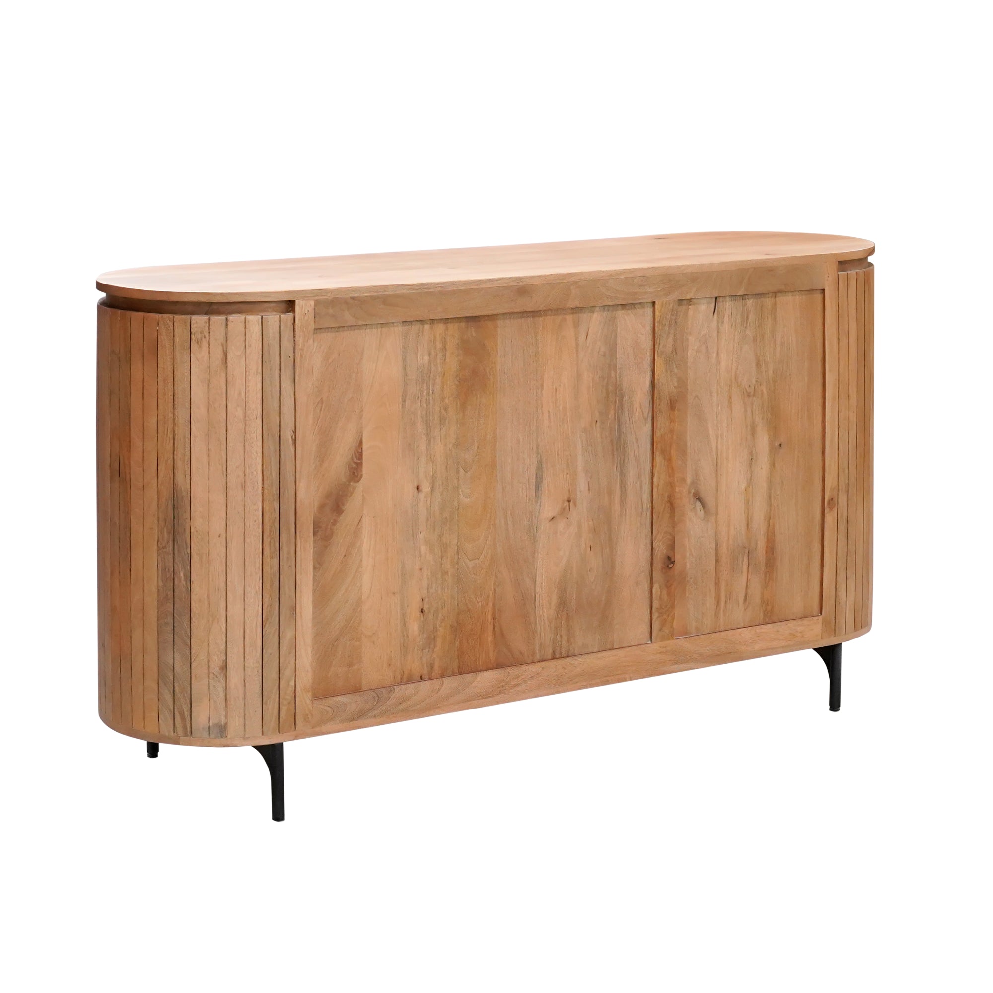 Sideboard Sole Natur – Massives Mangoholz mit Lamellentüren, 165 x 45 x 90 cm, modernes Aufbewahrungsmöbel