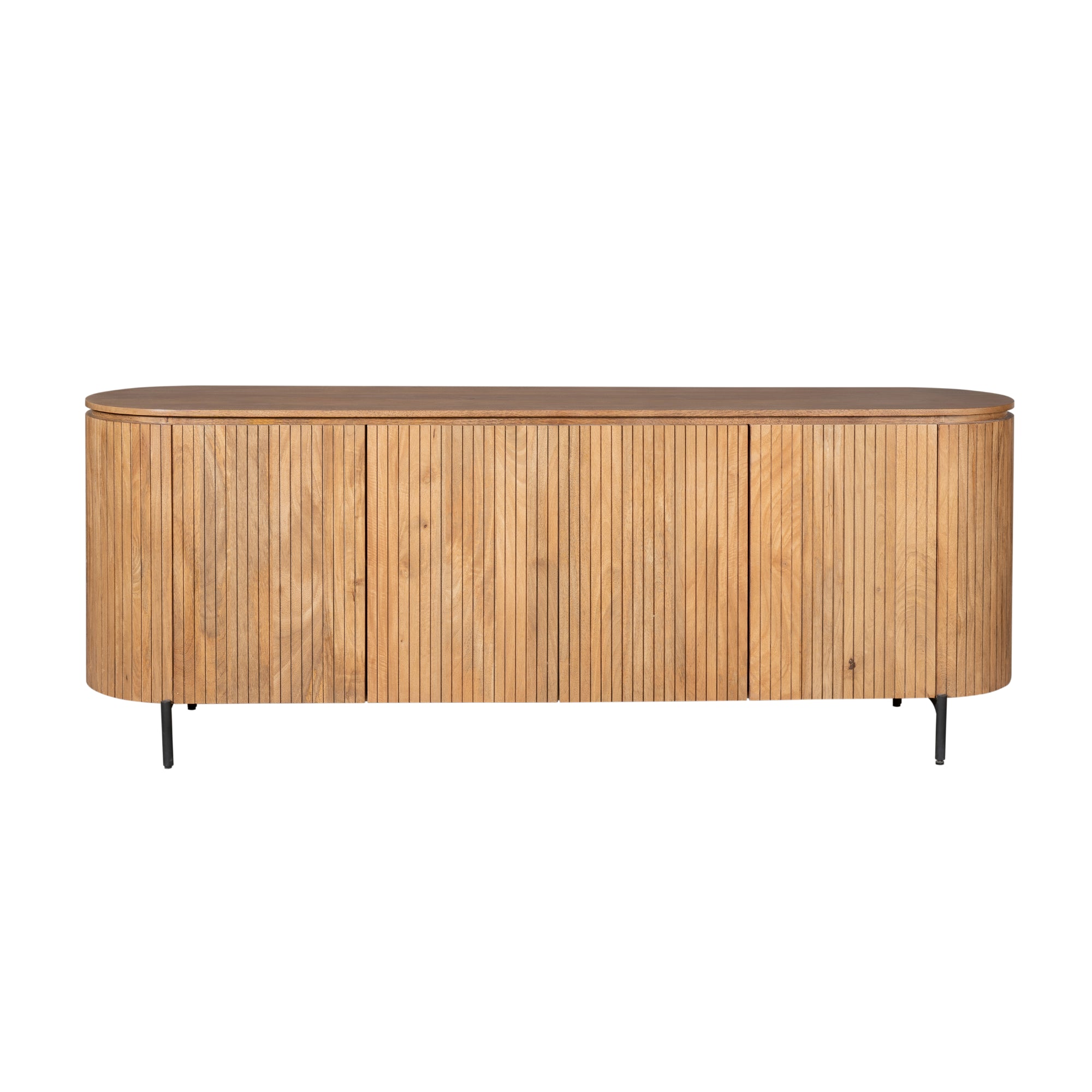 Sideboard Sole Natur 210x45x90 cm – moderne Mangoholz Kommode mit Lamellenfront & viel Stauraum