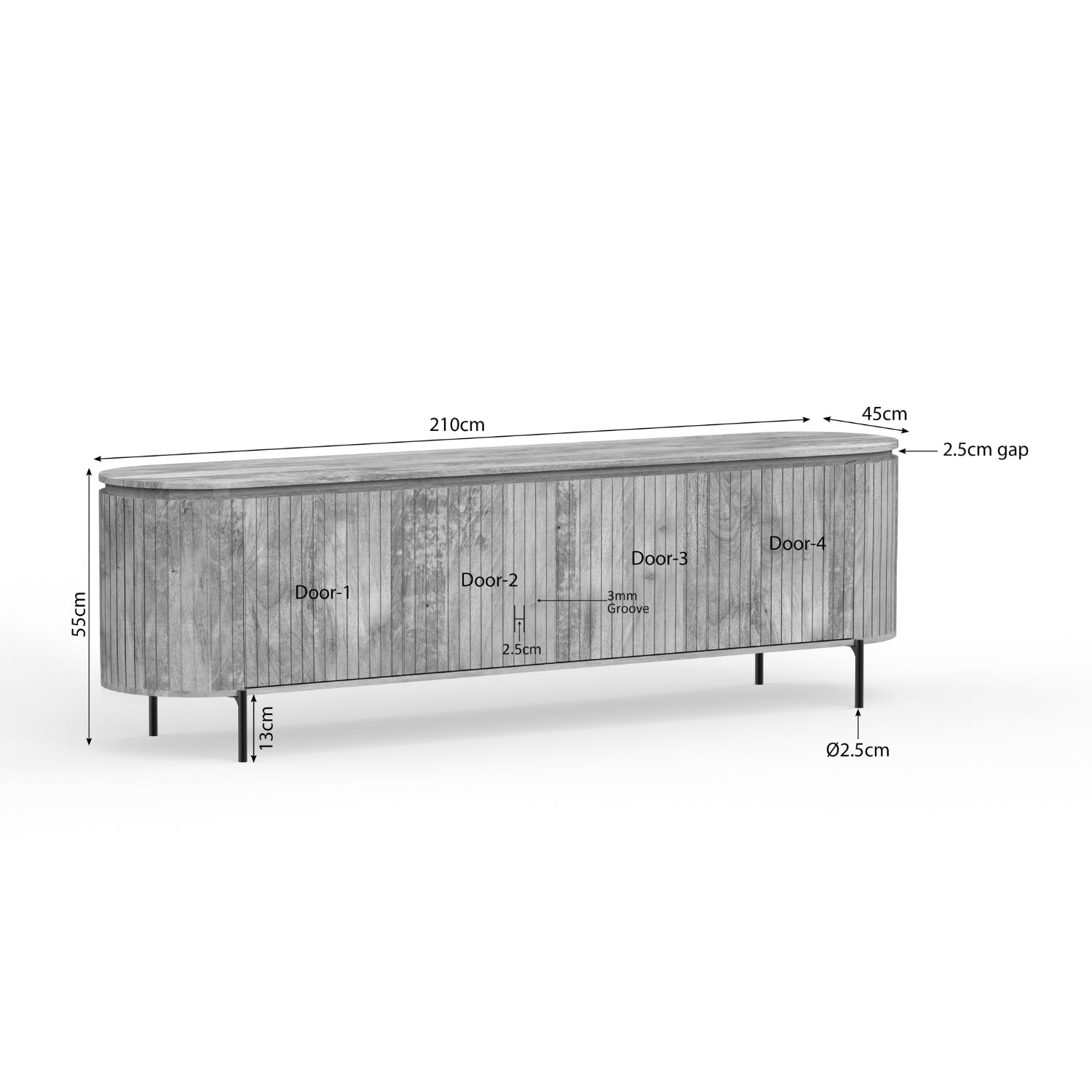TV-Schrank Sole | 210 cm | Natur