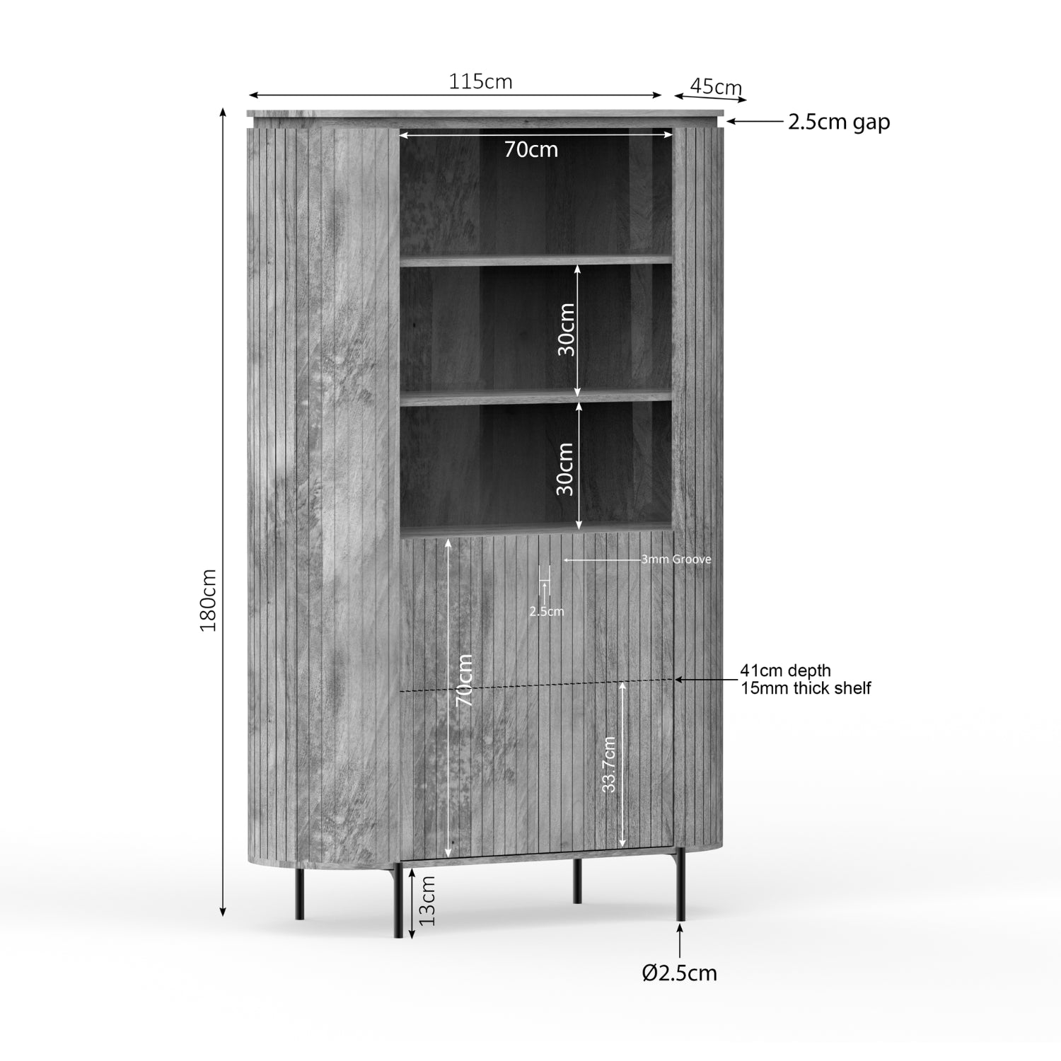 Wandkast Sole | 115 cm | Naturholz