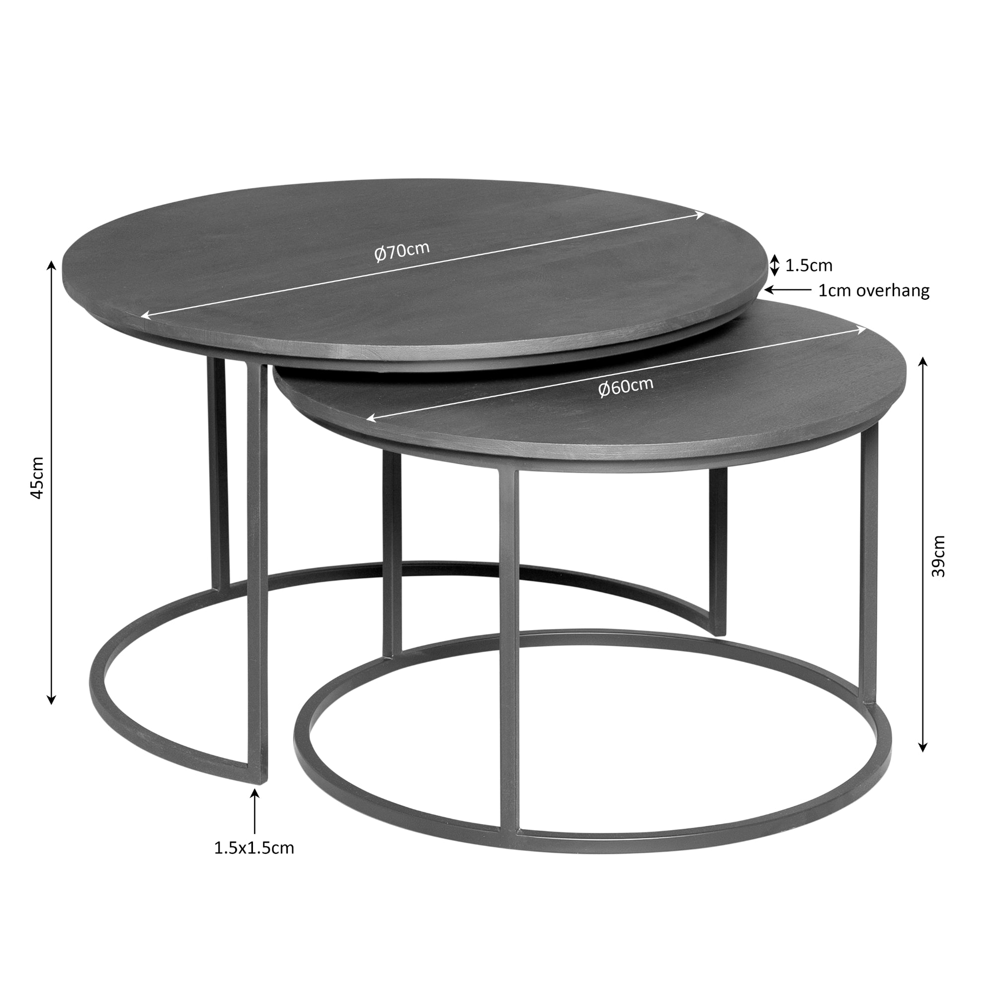 CouchtischMandy Braun | 70 cm | Set von 2