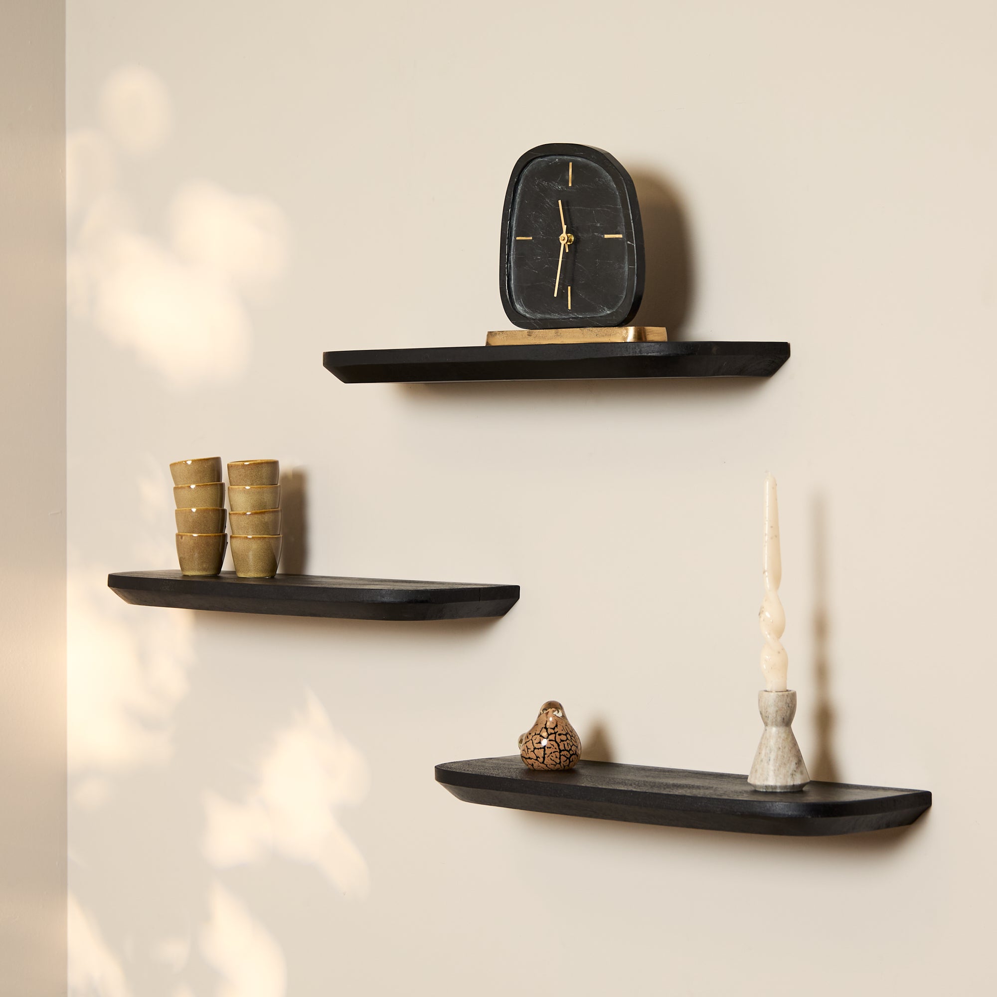 Wandregal Gusta Schwarz | 60 cm | Set von 3