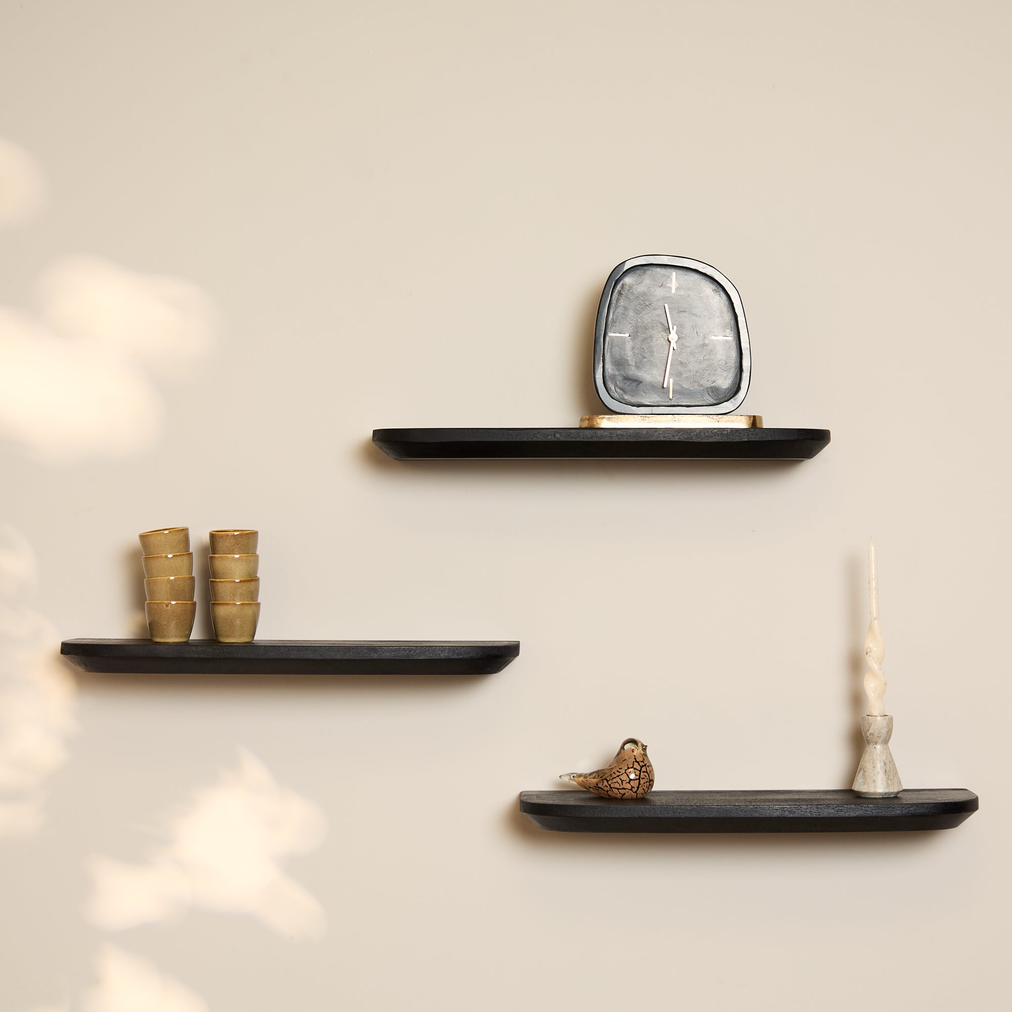 Wandregal Gusta Schwarz | 60 cm | Set von 3