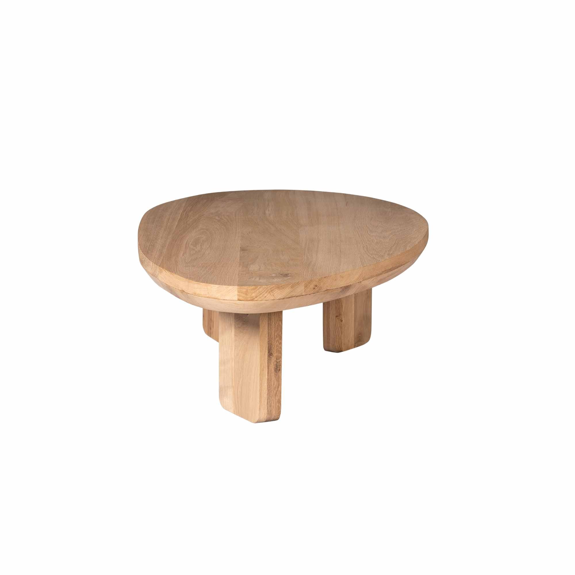 Couchtisch Zillah – Eiche natur, dreieckiges Design mit sanften Rundungen, 130 x 70 x 35 cm