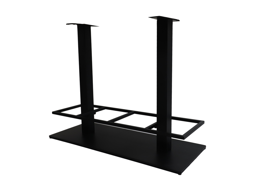 Bartischgestell doppelt mit Fußstütze - 114x45x88 - Schwarz - Metall