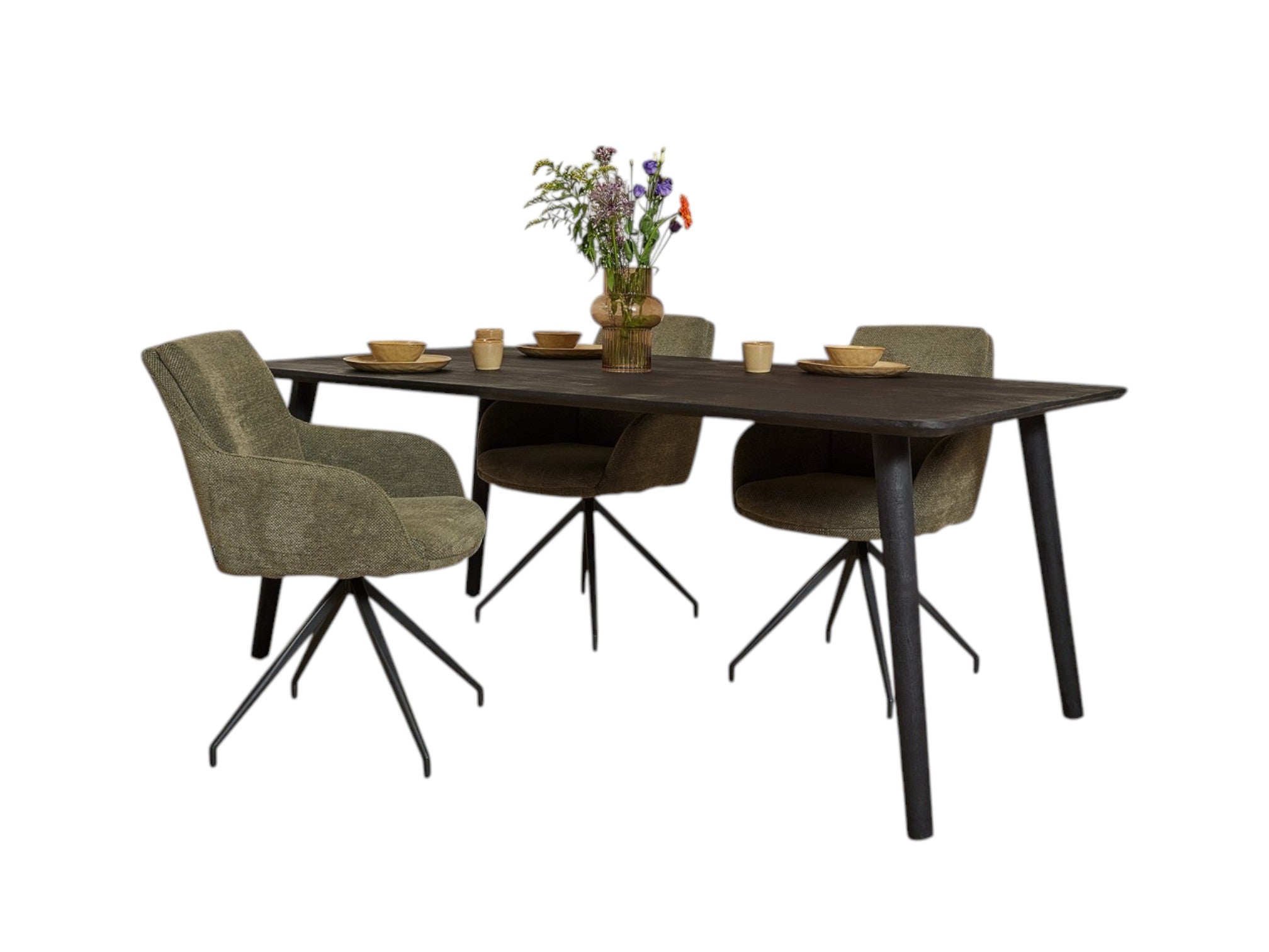Esstisch Raven – Massives Mangoholz mit schwarzen Akzenten, 200 x 100 x 76 cm