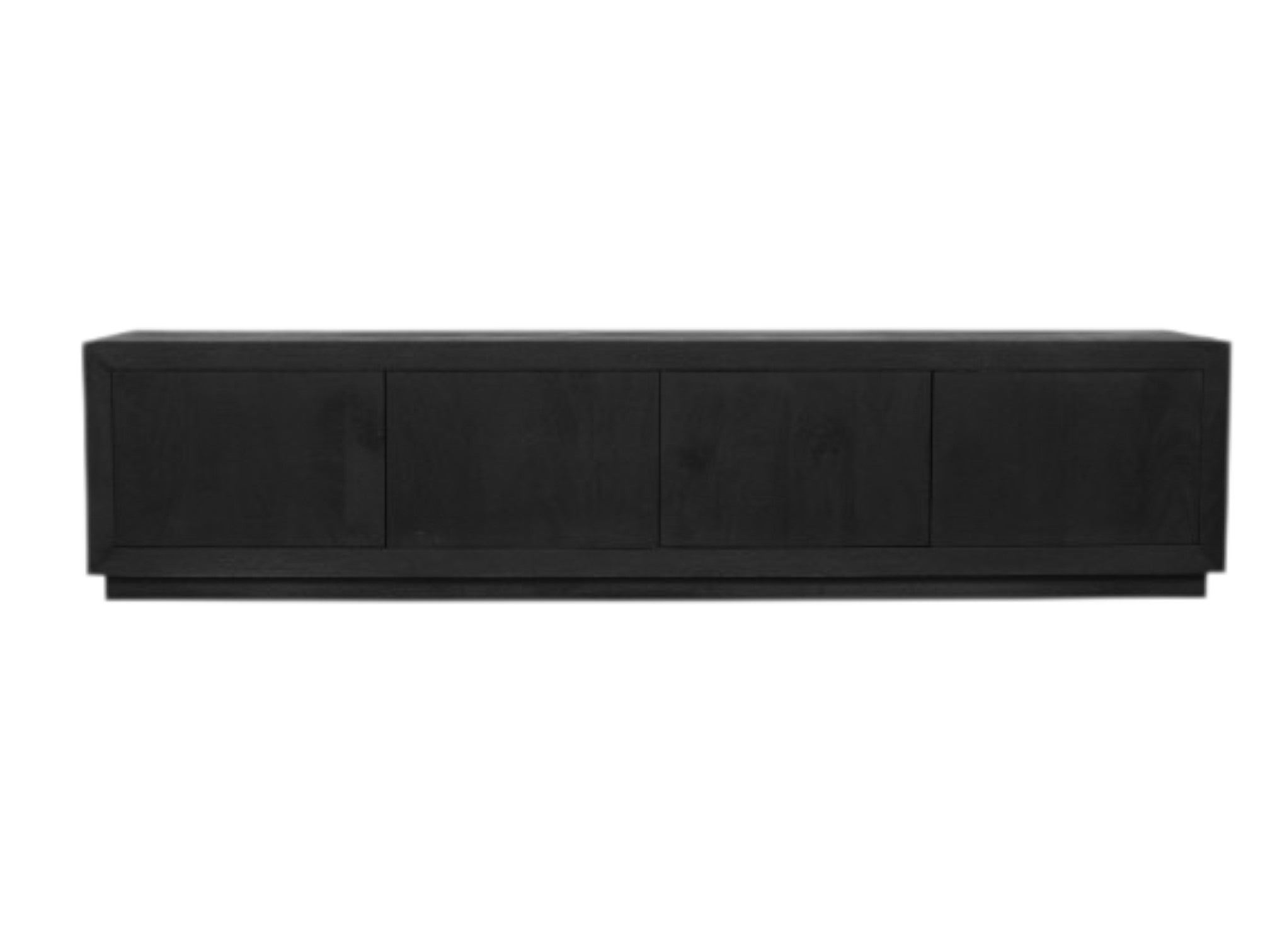 TV-Board Bali Schwarz – Lowboard aus Mangoholz mit 4 Türen & Push-to-Open, modernes TV-Möbel 200 x 42 x 46 cm