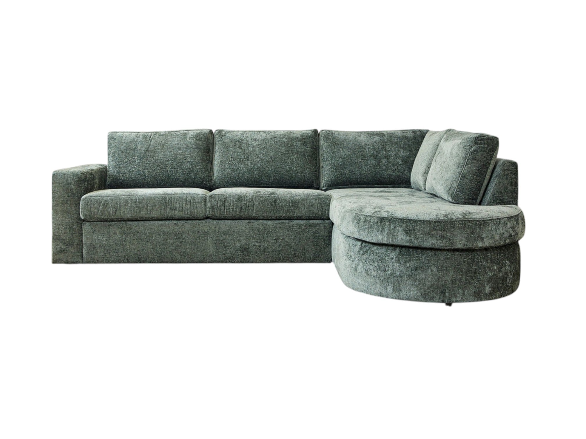 Sofa Veronika Grün 264x192x84 cm – 2,5-Sitzer Ecksofa mit abgerundetem Ottomane Rechts -  von MeinLieblingsplatz