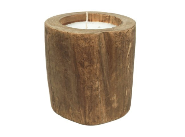 HSM Kollektion-Kerze Baumstamm Groß-ø20x20-Natur-Teak