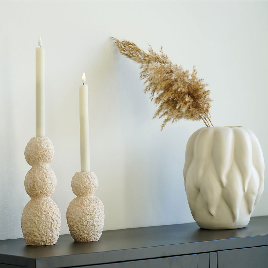 Kerzenhalter - Kerzenhalter, Zement, natur, Set mit 2