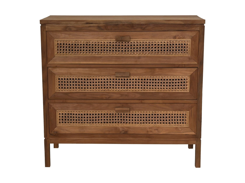 HSM Kollektion-Sideboard 3 La-90x42x85-Natur-Rattan/Teak