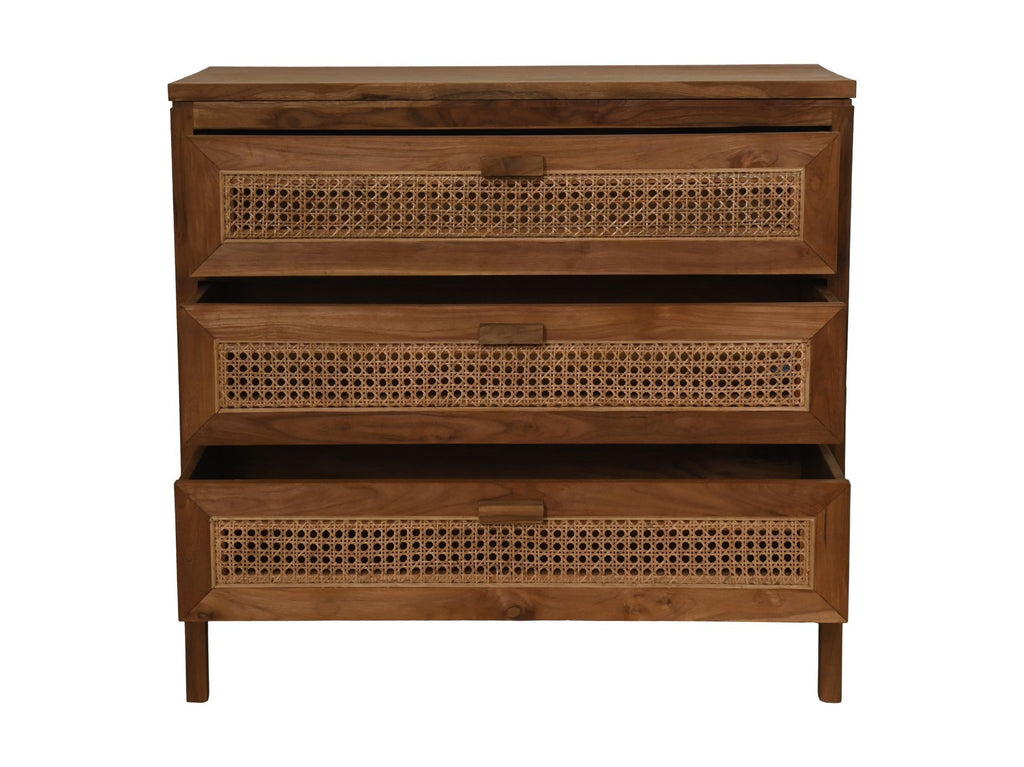 HSM Kollektion-Sideboard 3 La-90x42x85-Natur-Rattan/Teak