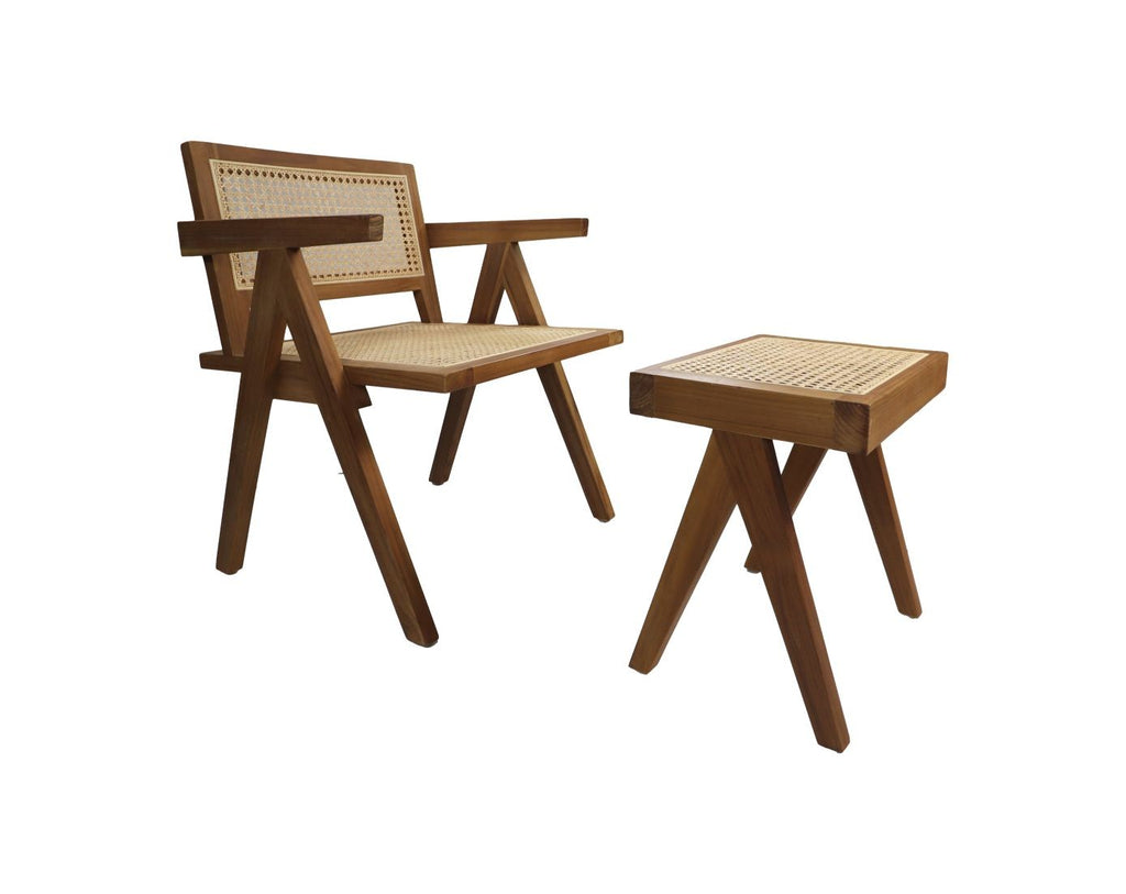 HSM Kollektion-Esszimmerstuhl Accent-42x32x45-Natur-Rattan/Teak