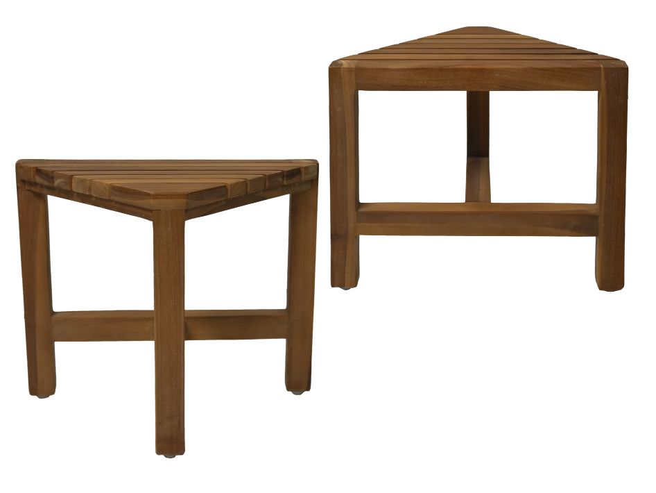 Dekorative Eckschemel - 38x20x32 - Natur - Teak - Set von 2