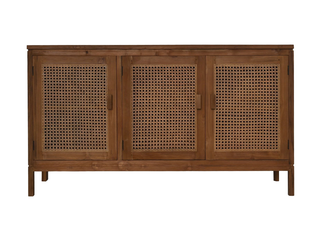 Sideboard 3-türig - 150x42x85 - Natur - Teak/Rattan