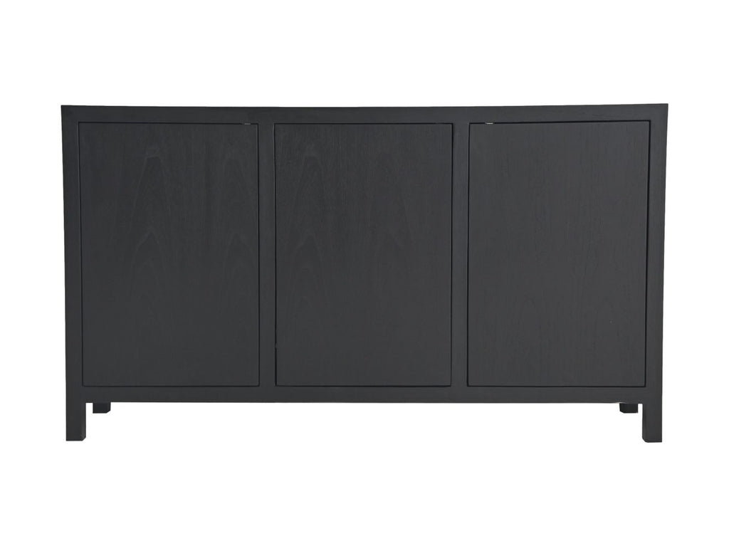 Sideboard 3-türig - 150x42x85 - Schwarz - Teakfurnier