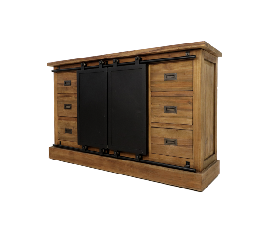 Sideboard Blackburn - 140X43X85 - Natur/Schwarz - Recyceltes Teakholz/Metall