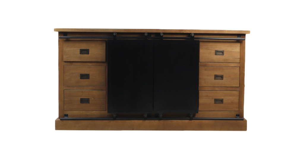 Dressoir Blackburn - 180x50x85 - Natur/Schwarz - Teak/Metall