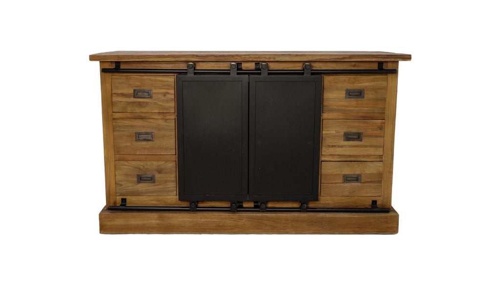 Dressoir Blackburn - 180x50x85 - Natur/Schwarz - Teak/Metall