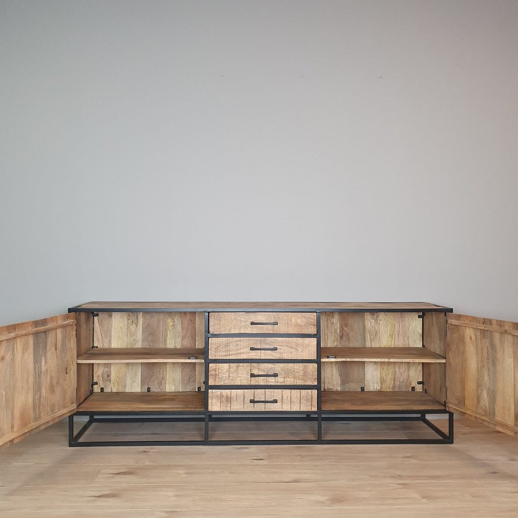 Dressoir Denver | Mangoholz und Stahl | 210 cm