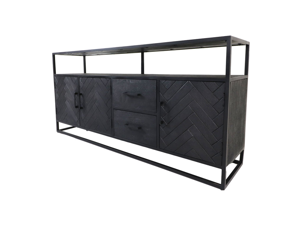 Dressoir Verona - 180x40x85 - Schwarz - Mangoholz/Eisen