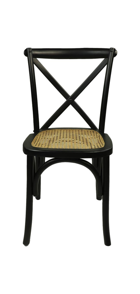 Esszimmerstuhl Rattan - 48x45x90 - Schwarz/natur - Mahagoni/Rattan