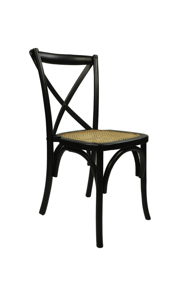 Esszimmerstuhl Rattan - 48x45x90 - Schwarz/natur - Mahagoni/Rattan