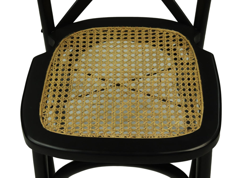 Esszimmerstuhl Rattan - 48x45x90 - Schwarz/natur - Mahagoni/Rattan