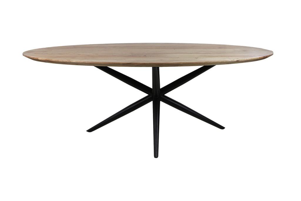 Eettafel Zürich oval - 200x100x77 - Natur - Akazienholz/Metall