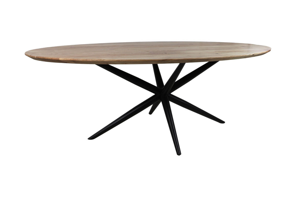 Eettafel Zürich oval - 200x100x77 - Natur - Akazienholz/Metall