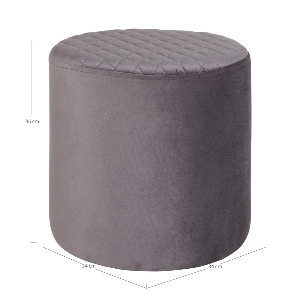 Ejby Pouf - Runder Pouf in grauem Samt HN1213