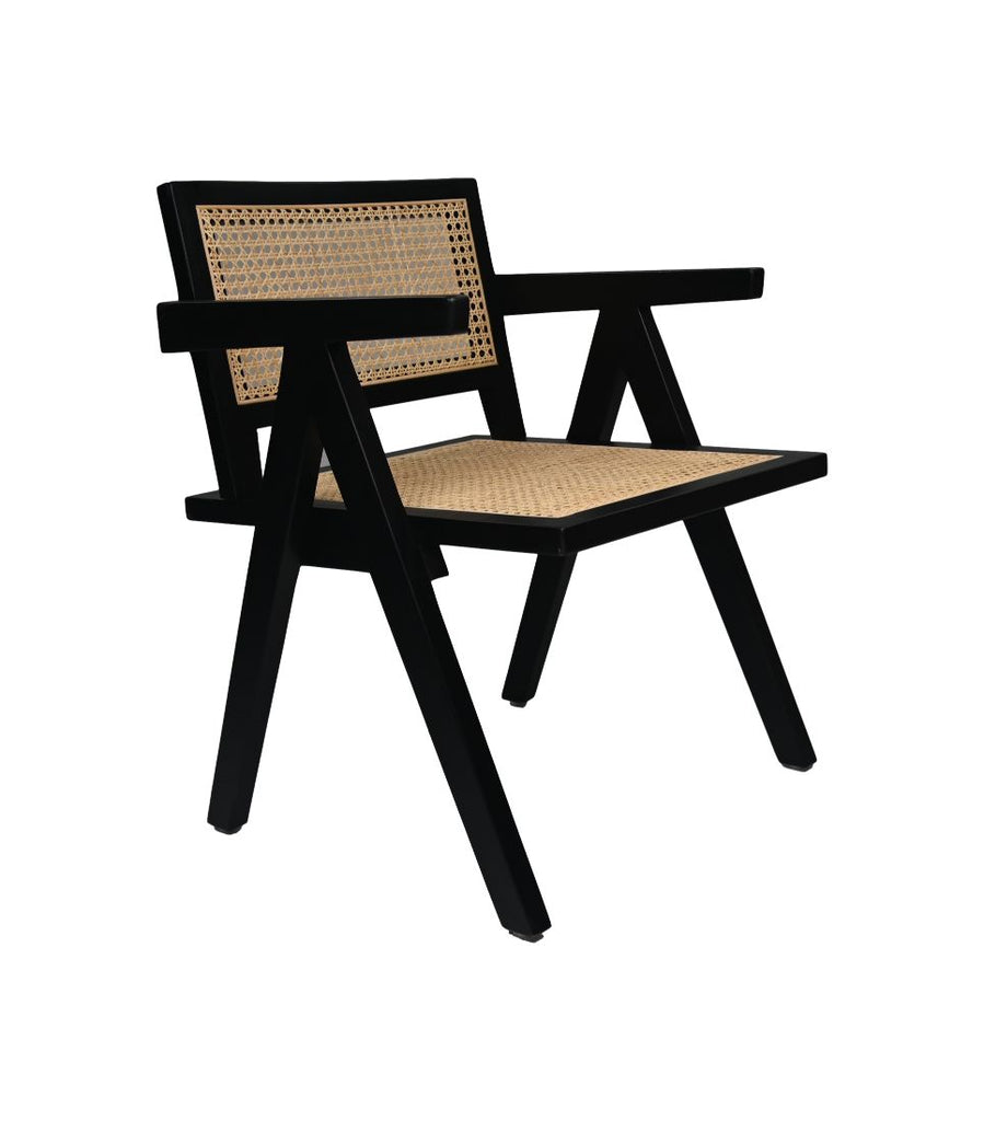 Fauteuil - 58x60x79 - Schwarz/natur - Mahagoni/Rattan