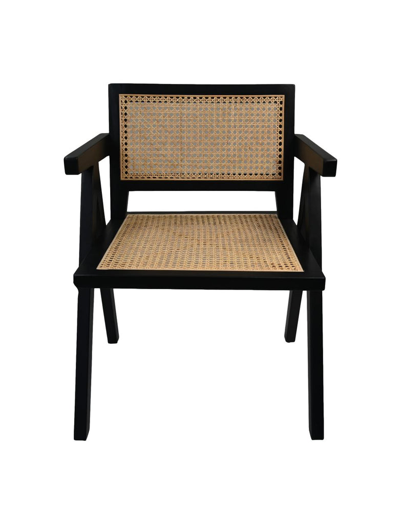 Fauteuil - 58x60x79 - Schwarz/natur - Mahagoni/Rattan