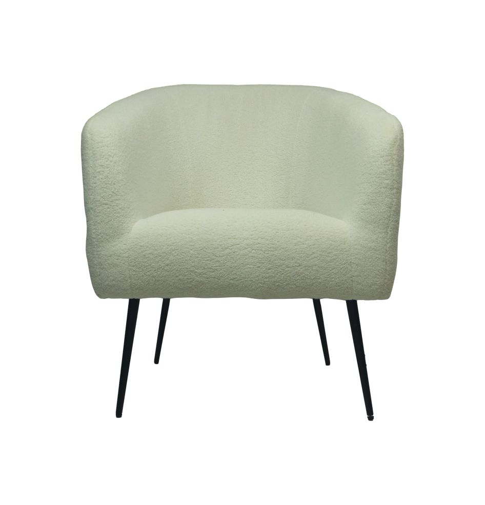 Fauteuil - 77x68x83 - Weiß/Schwarz - Bouclé