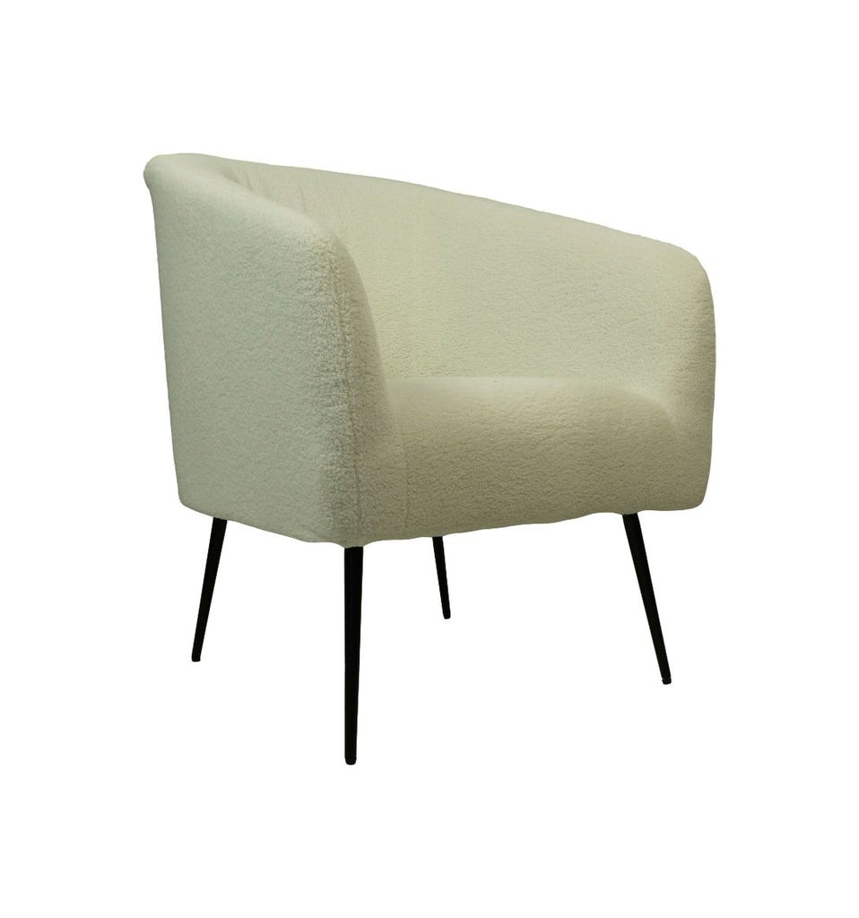 Fauteuil - 77x68x83 - Weiß/Schwarz - Bouclé