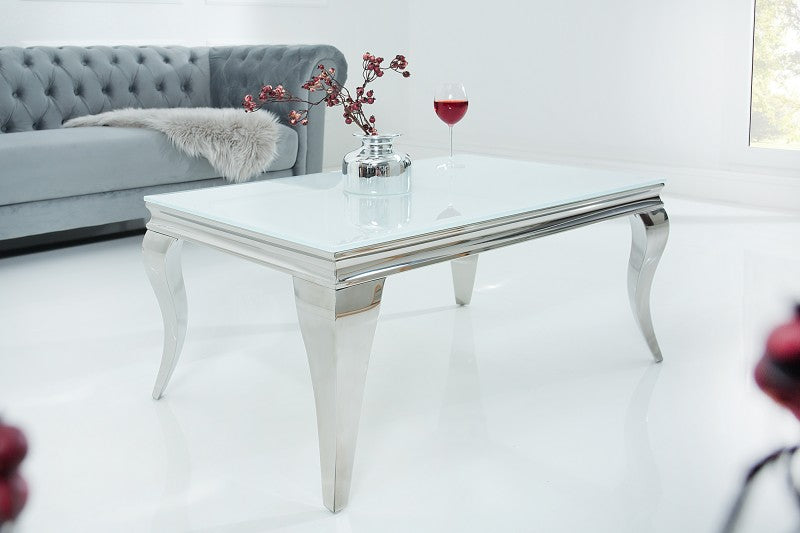 Couchtisch Modern Barock 100cm weiss silber/ 37353