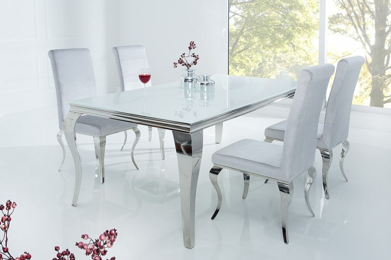 Esstisch Modern Barock 180cm weiss silber