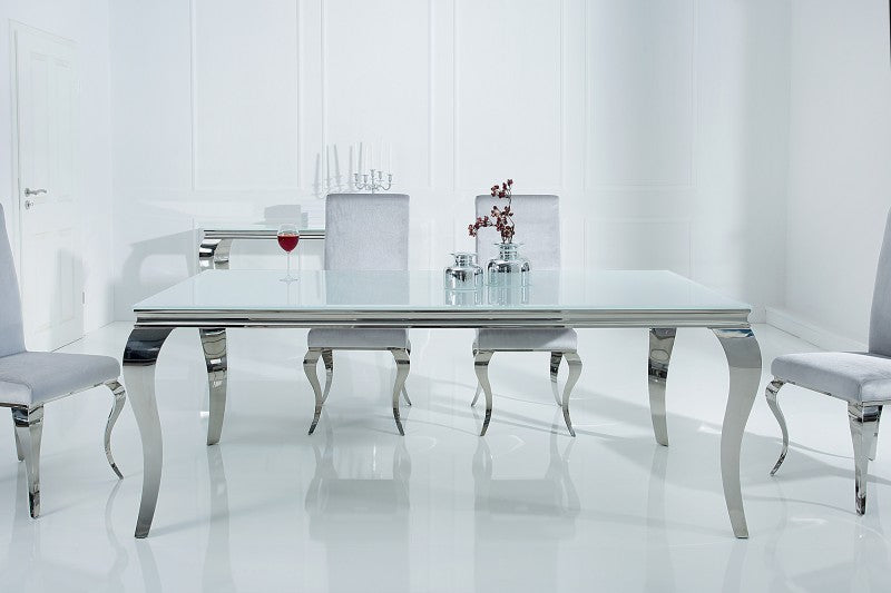 Esstisch Modern Barock 180cm weiss silber