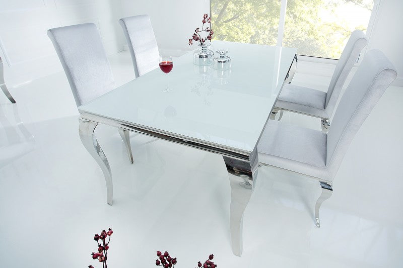 Esstisch Modern Barock 180cm weiss silber