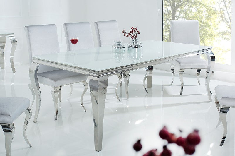 Esstisch Modern Barock 200cm weiss silber