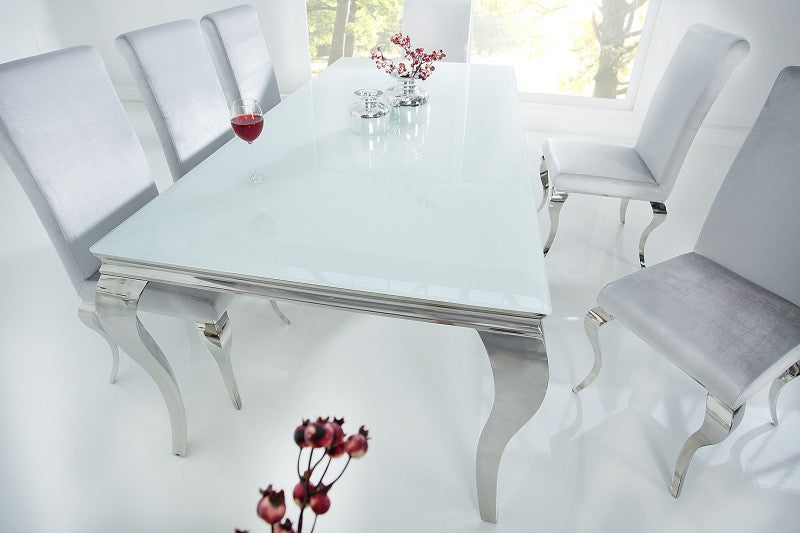 Esstisch Modern Barock 200cm weiss silber