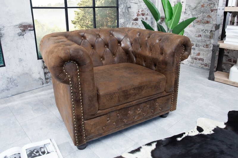 Sessel Chesterfield braun Antik Look/ 17383