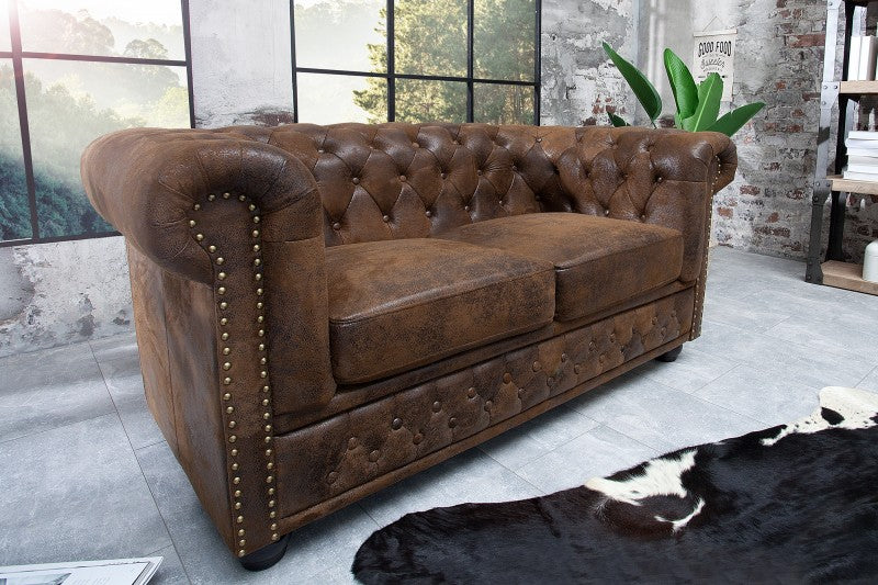 Sofa Chesterfield 2er braun Antik Look/ 17109