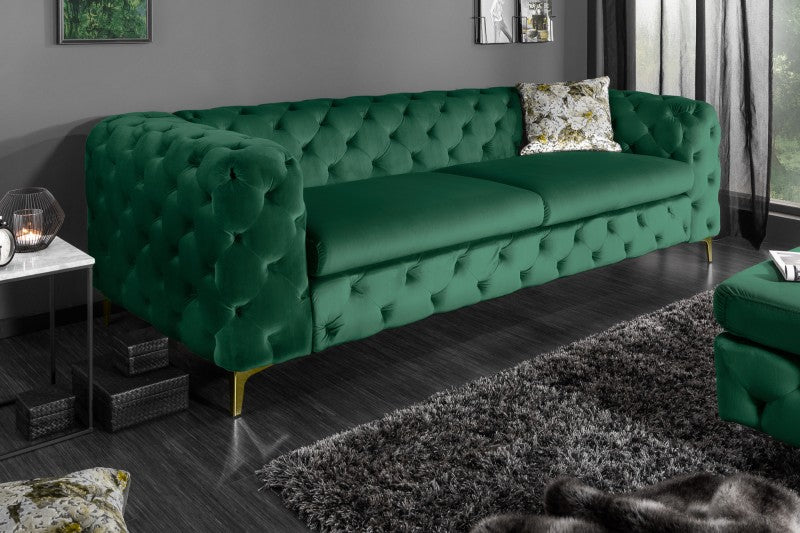 Sofa Modern Barock 240cm smaragdgrn Samt/ 39312